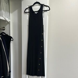 Pink Rose Black Sleeveless Sheath Maxi Dress